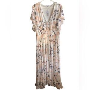 Baltic Born Lynlee metallic maxi dress floral neutral 1XL NWT